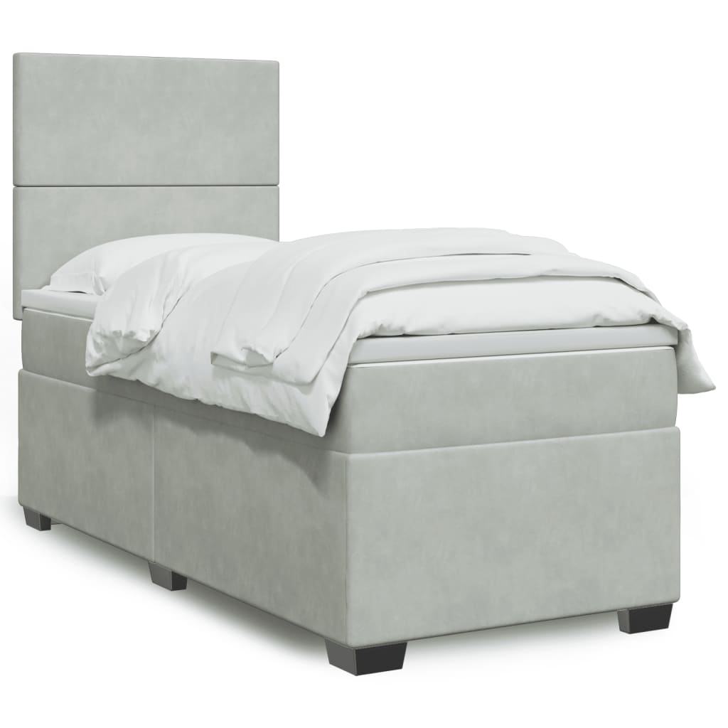 Sommier à lattes de lit et matelas Gris clair 90x190 cm Velours - XIOS