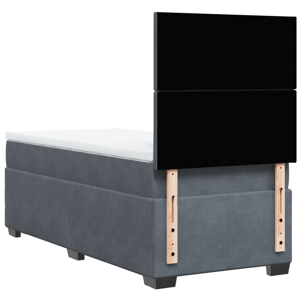 Sommier à lattes de lit et matelas Gris foncé 90x190 cm Velours - XIOS