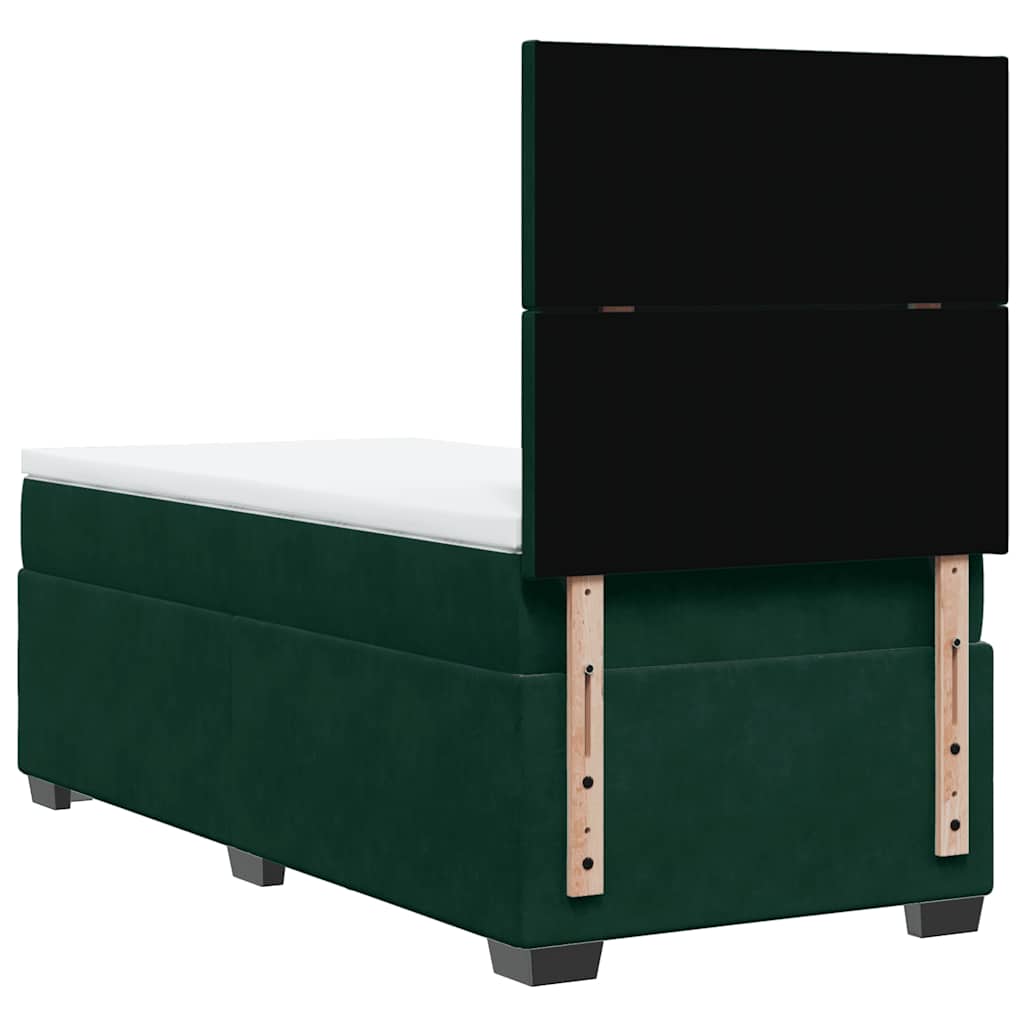 Sommier à lattes de lit avec matelas Vert foncé 90x190 cm