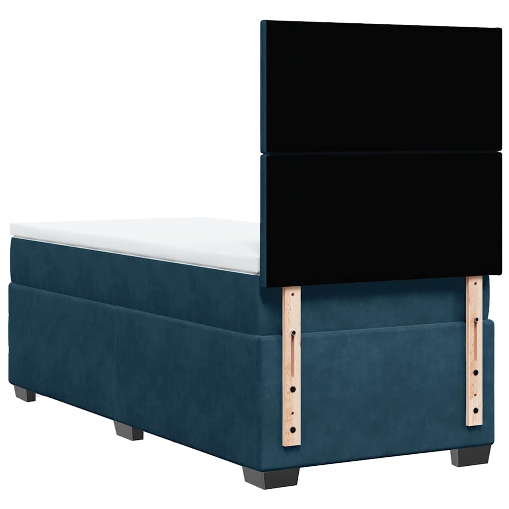 Sommier à lattes de lit avec matelas bleu 90x190 cm velours - XIOS