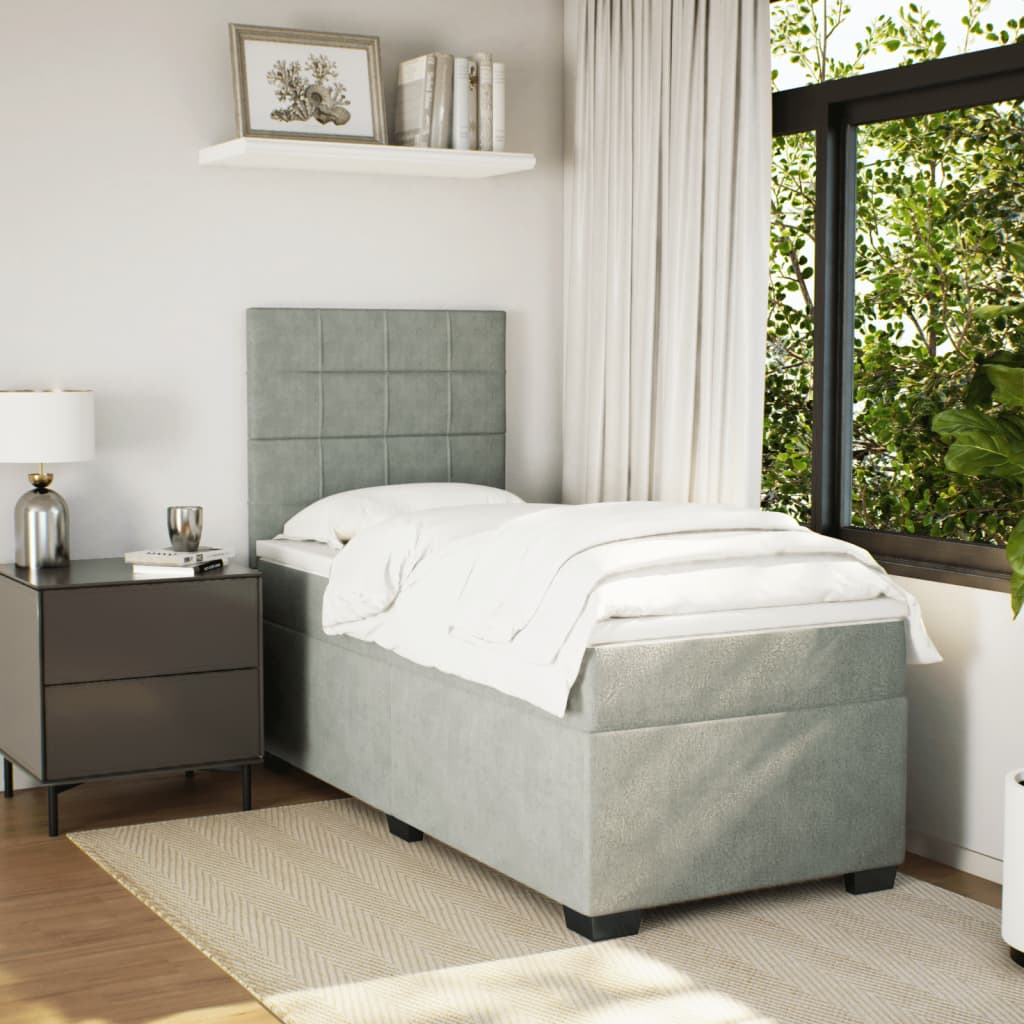 Sommier à lattes de lit et matelas Gris clair 90x190 cm Velours - XIOS