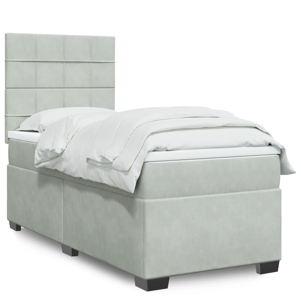 Sommier à lattes de lit et matelas Gris clair 90x190 cm Velours - XIOS