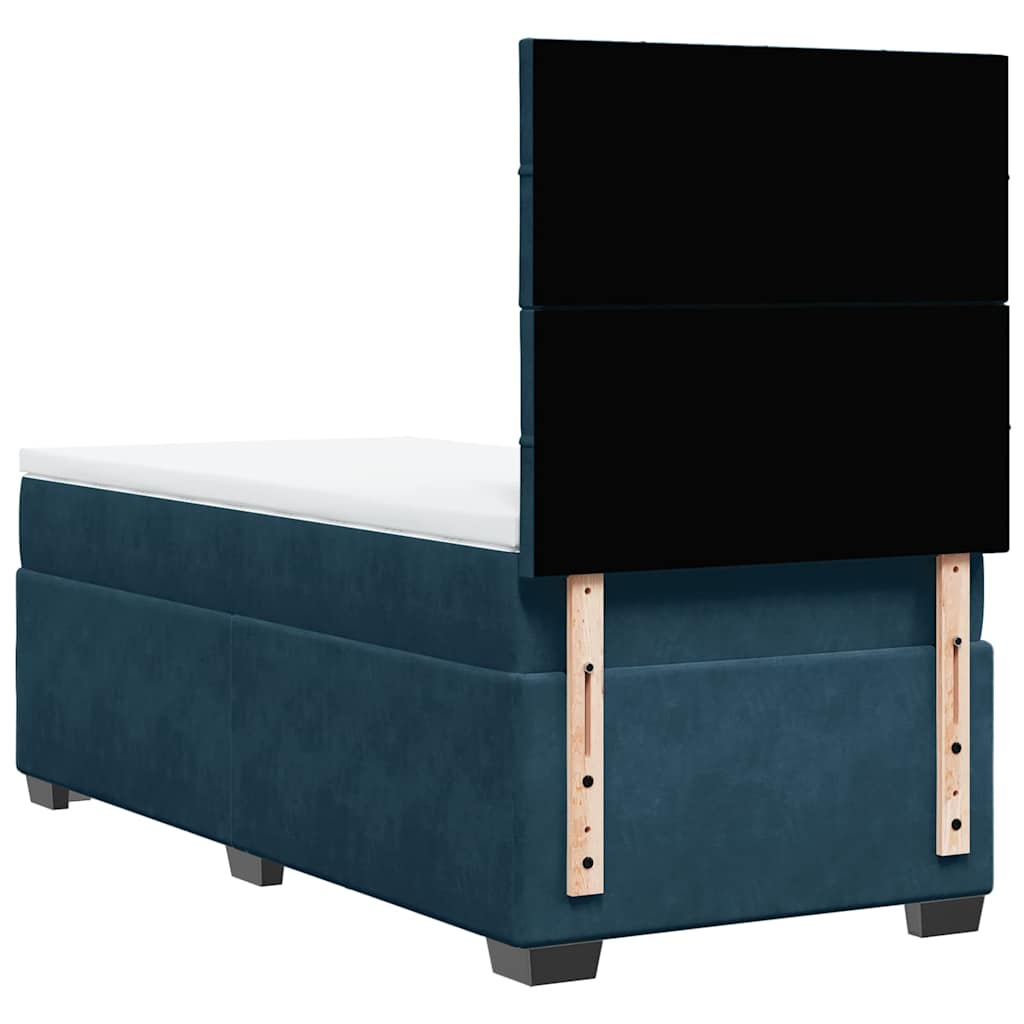 Sommier à lattes de lit avec matelas bleu 90x190 cm velours - XIOS