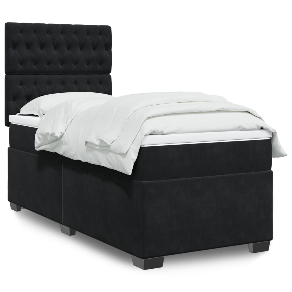 Sommier à lattes de lit avec matelas Noir 90x190 cm Velours - XIOS