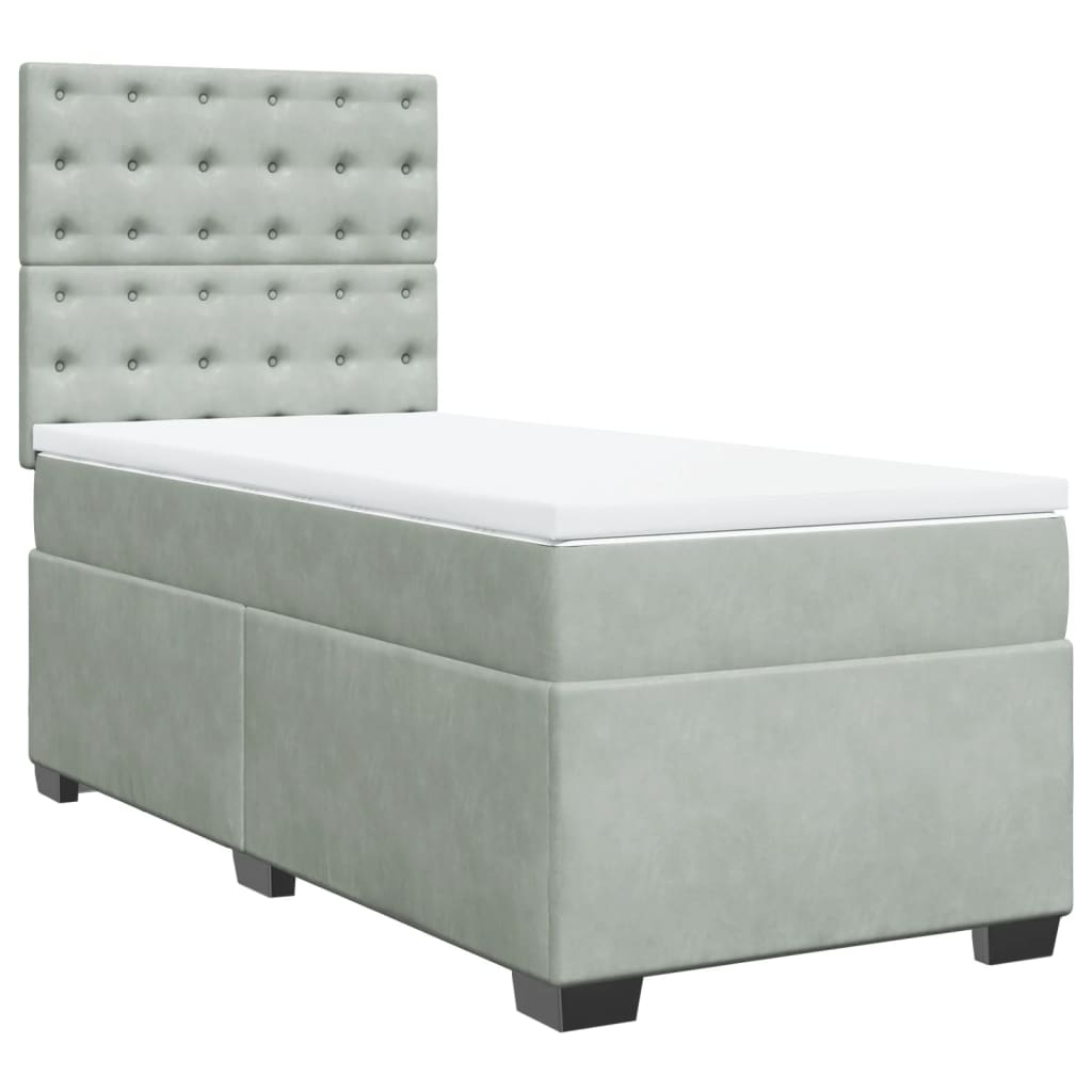 Sommier à lattes de lit et matelas Gris clair 90x190 cm Velours - XIOS
