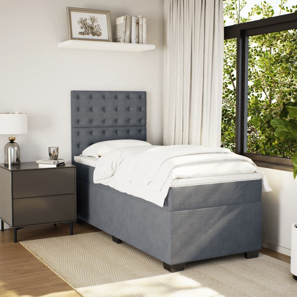 Sommier à lattes de lit et matelas Gris foncé 90x190 cm Velours - XIOS