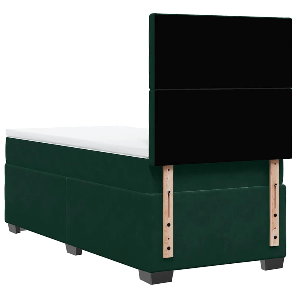 Sommier à lattes de lit avec matelas Vert foncé 90x190 cm