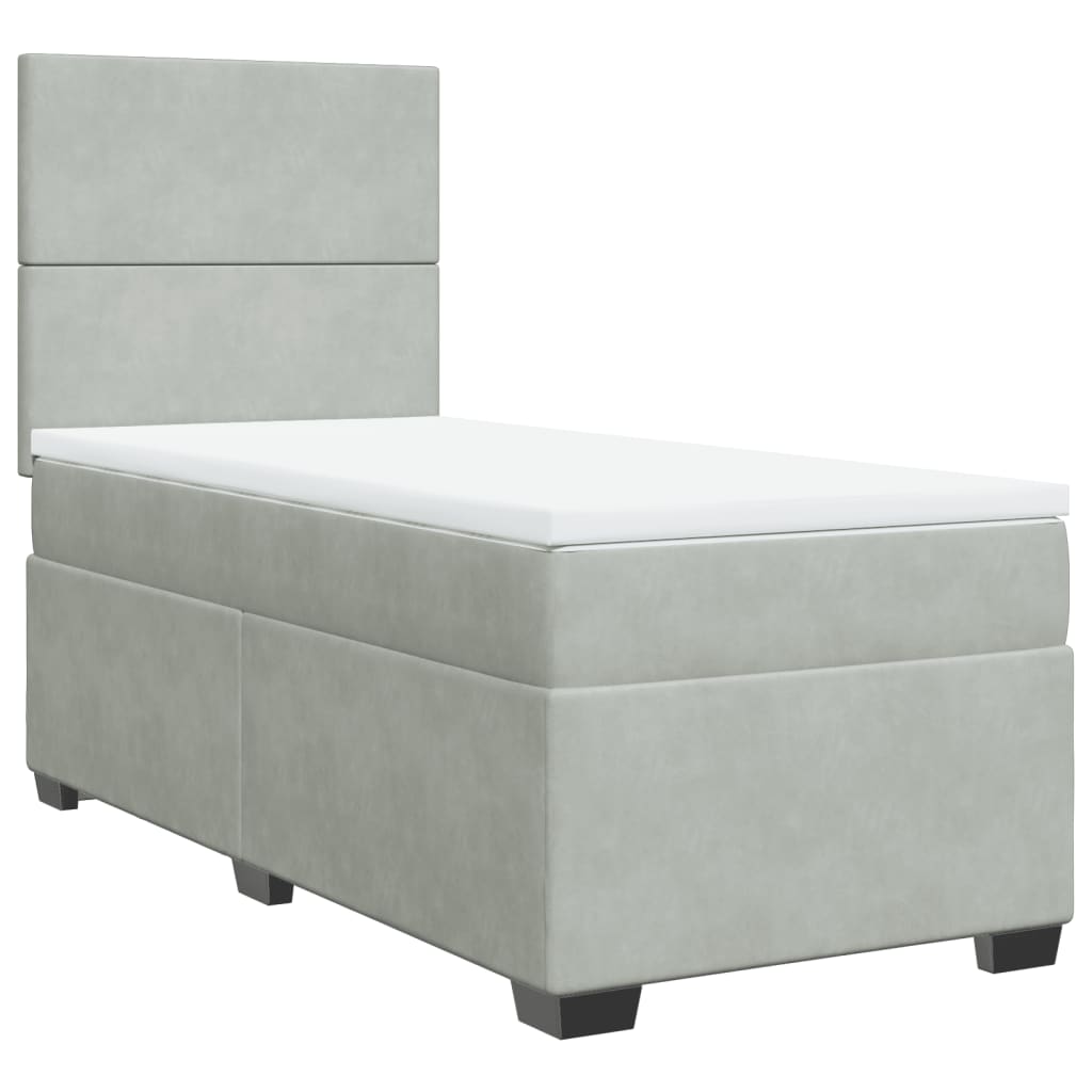 Sommier à lattes de lit et matelas Gris clair 90x200 cm Velours - XIOS
