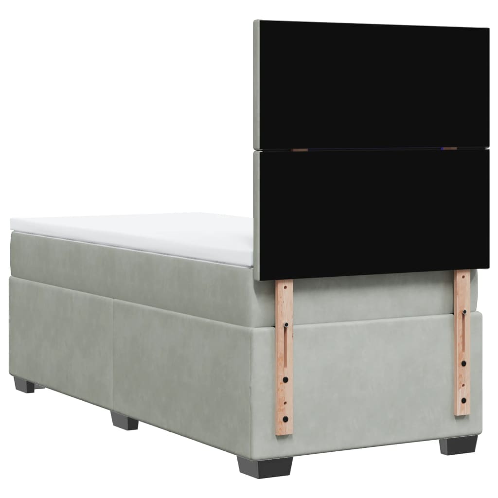 Sommier à lattes de lit et matelas Gris clair 90x200 cm Velours - XIOS
