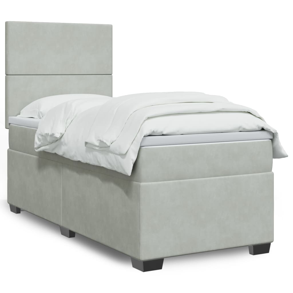 Sommier à lattes de lit et matelas Gris clair 90x200 cm Velours - XIOS