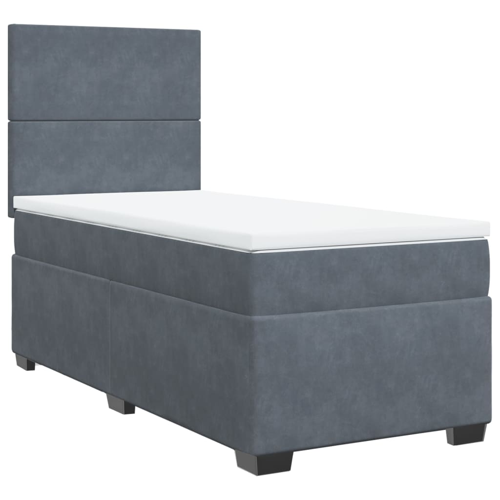 Sommier à lattes de lit et matelas Gris foncé 90x200 cm Velours - XIOS