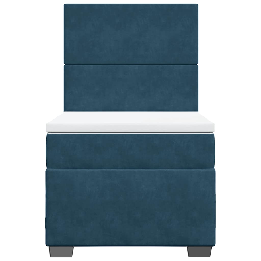 Sommier à lattes de lit avec matelas bleu 90x200 cm velours - XIOS