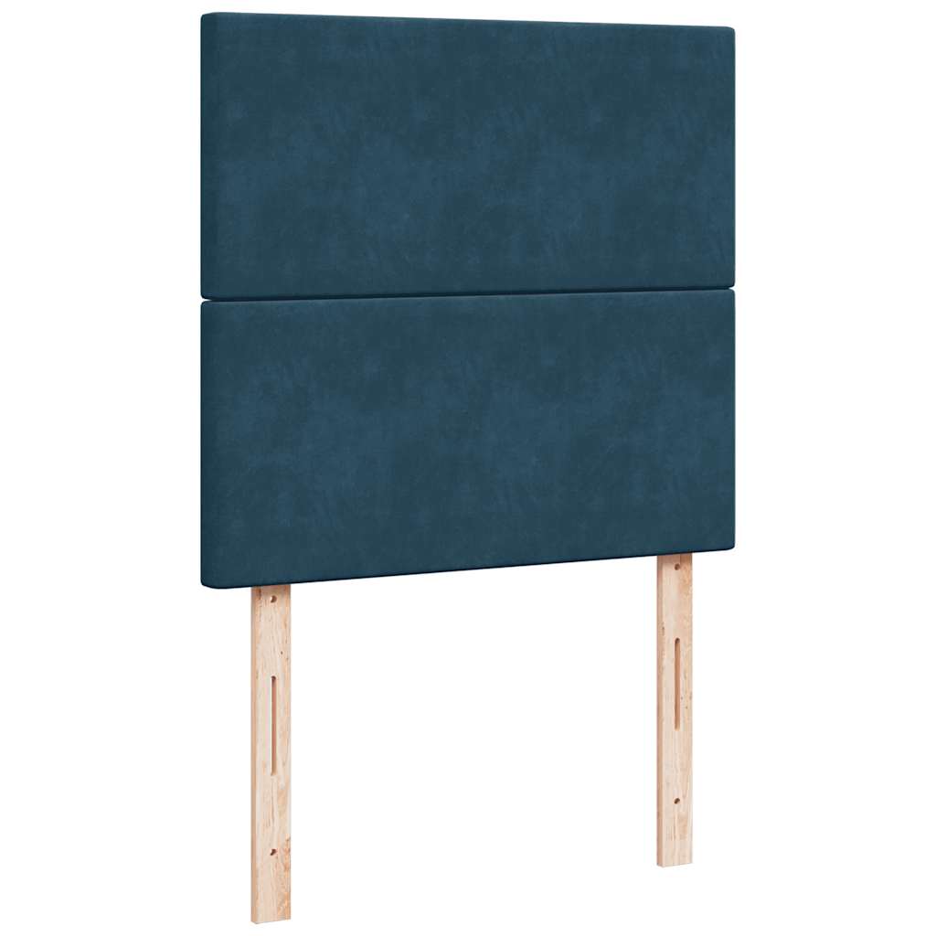 Sommier à lattes de lit avec matelas bleu 90x200 cm velours - XIOS