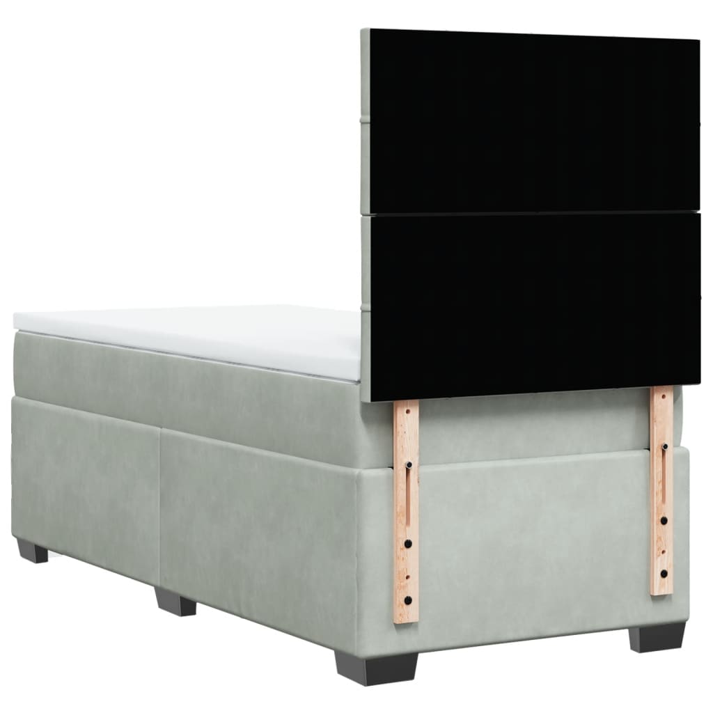 Sommier à lattes de lit et matelas Gris clair 90x200 cm Velours - XIOS