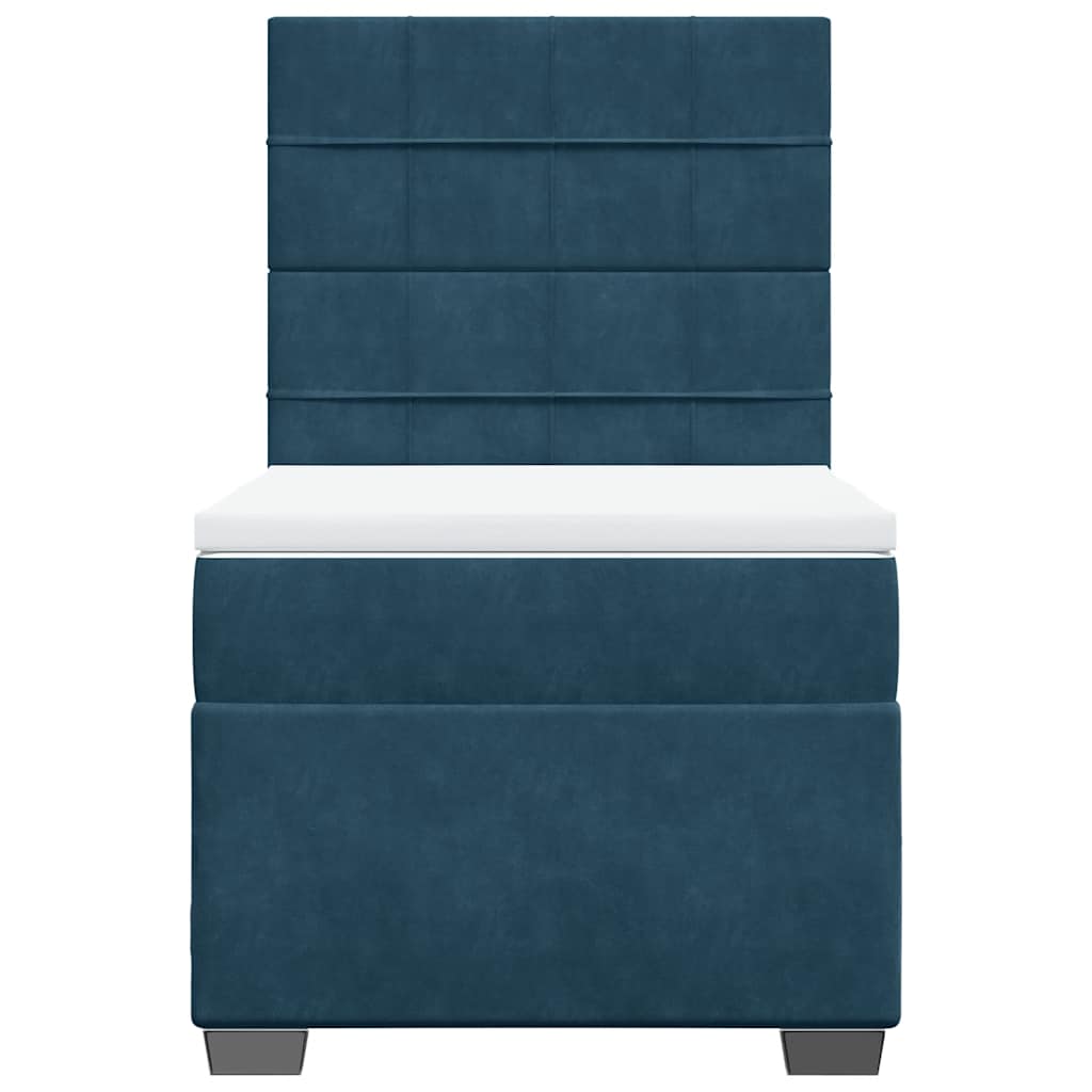 Sommier à lattes de lit avec matelas bleu 90x200 cm velours - XIOS