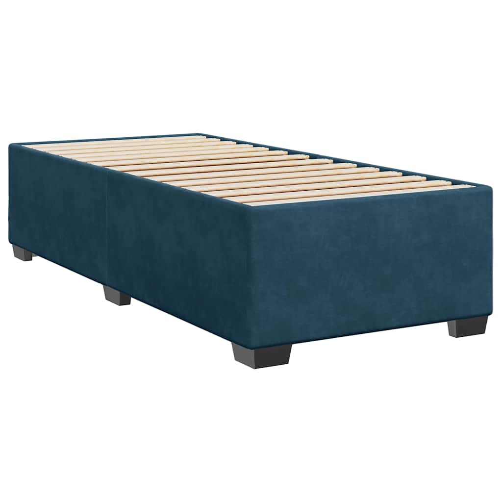 Sommier à lattes de lit avec matelas bleu 90x200 cm velours - XIOS