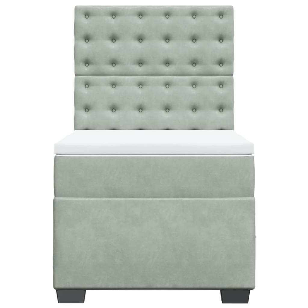 Sommier à lattes de lit et matelas Gris clair 90x200 cm Velours - XIOS