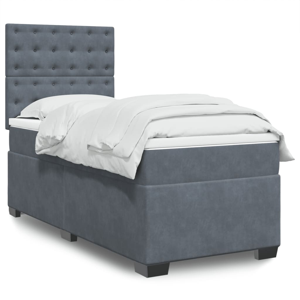 Sommier à lattes de lit et matelas Gris foncé 90x200 cm Velours - XIOS
