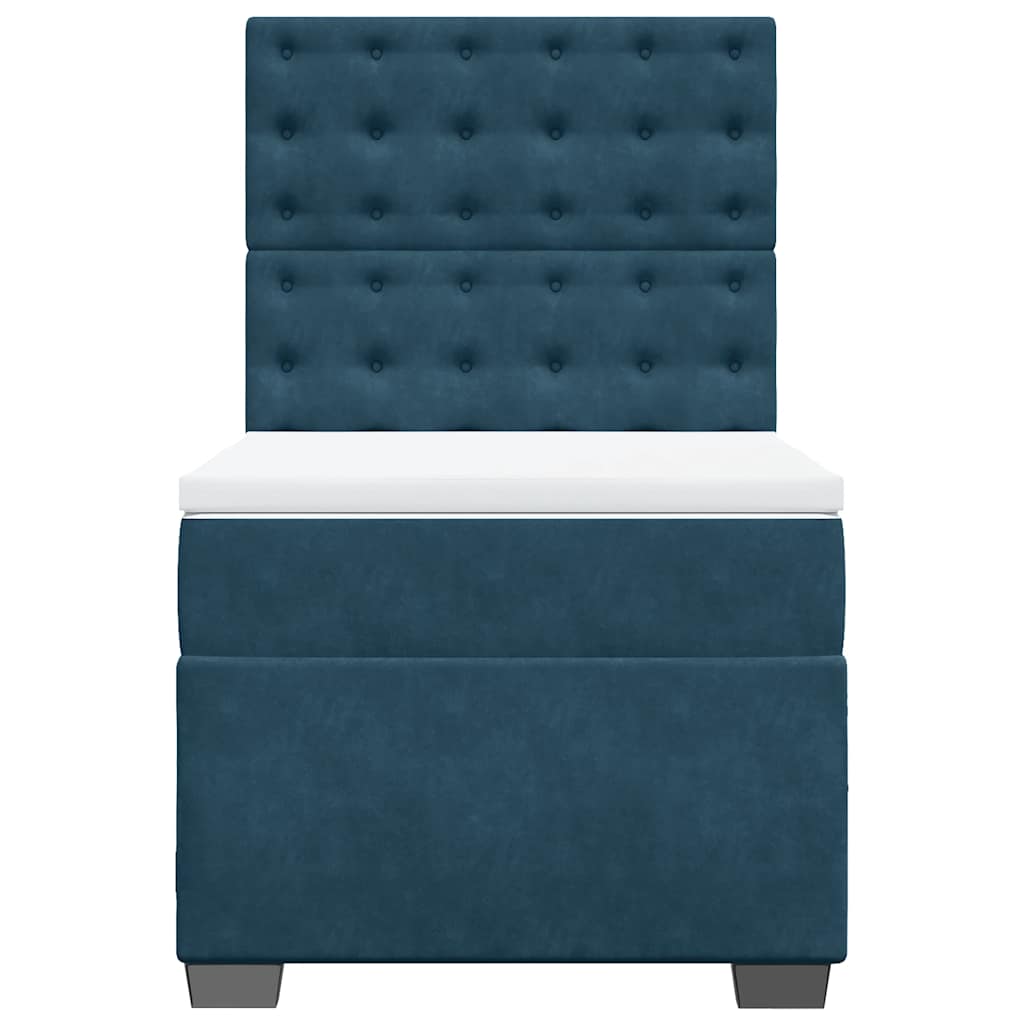 Sommier à lattes de lit avec matelas bleu 90x200 cm velours - XIOS