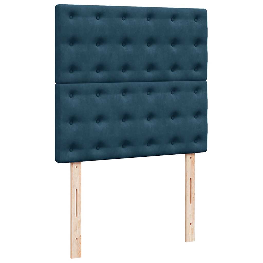 Sommier à lattes de lit avec matelas bleu 90x200 cm velours - XIOS