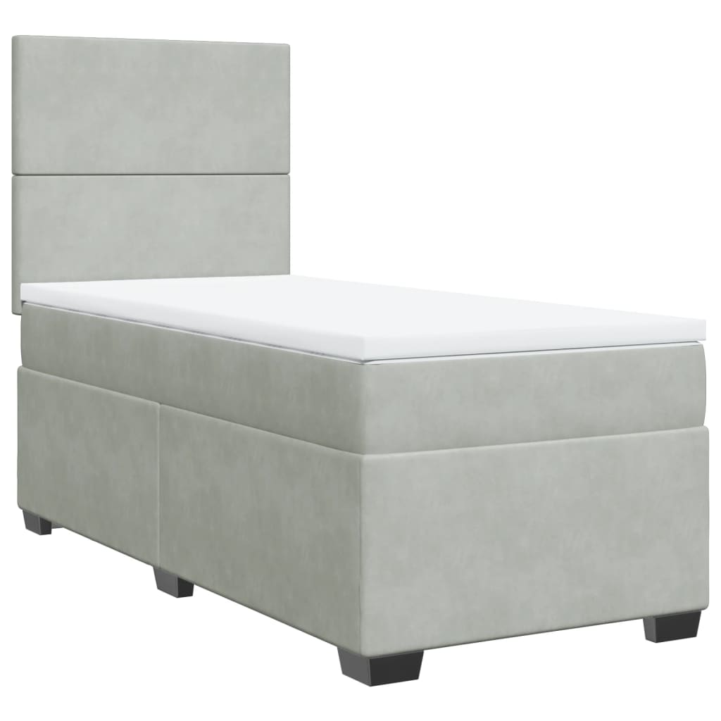 Sommier à lattes de lit et matelas Gris clair 100x200cm Velours - XIOS