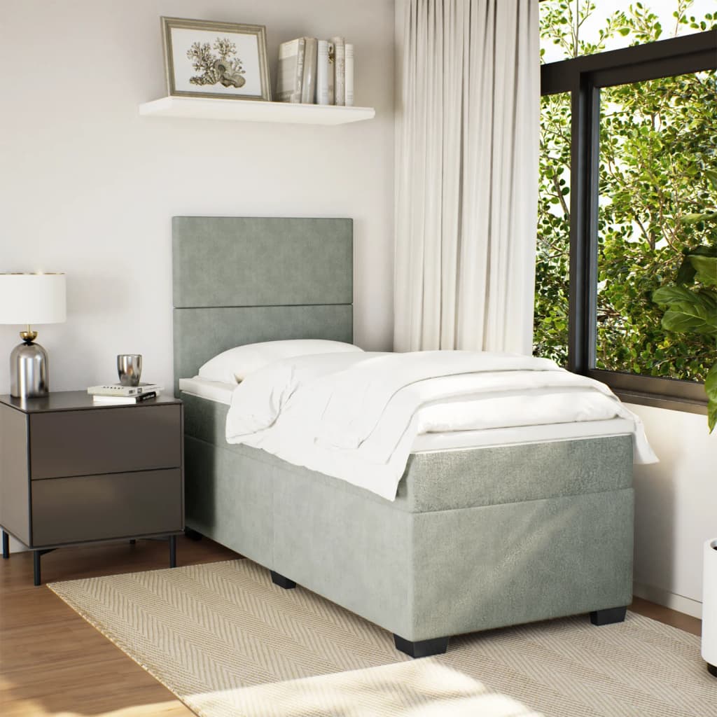 Sommier à lattes de lit et matelas Gris clair 100x200cm Velours - XIOS