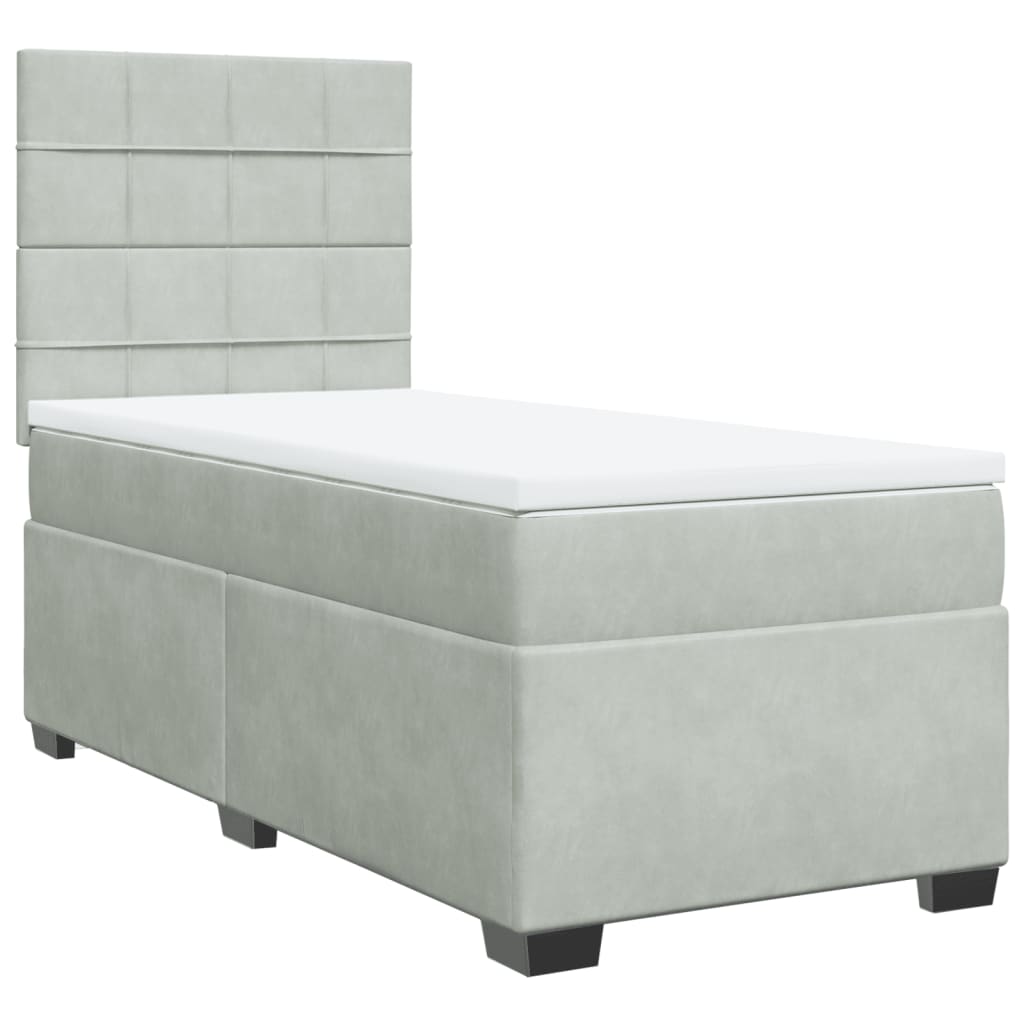 Sommier à lattes de lit et matelas Gris clair 100x200cm Velours - XIOS
