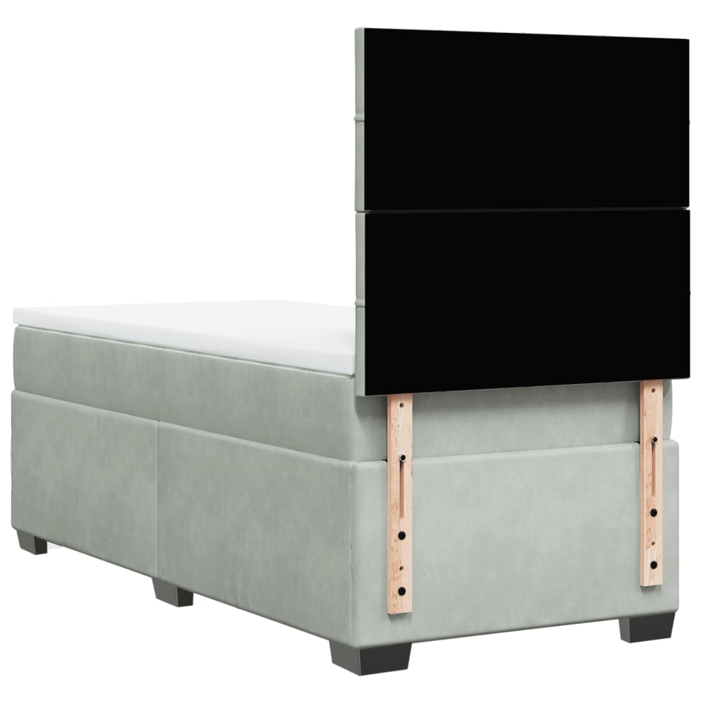 Sommier à lattes de lit et matelas Gris clair 100x200cm Velours - XIOS