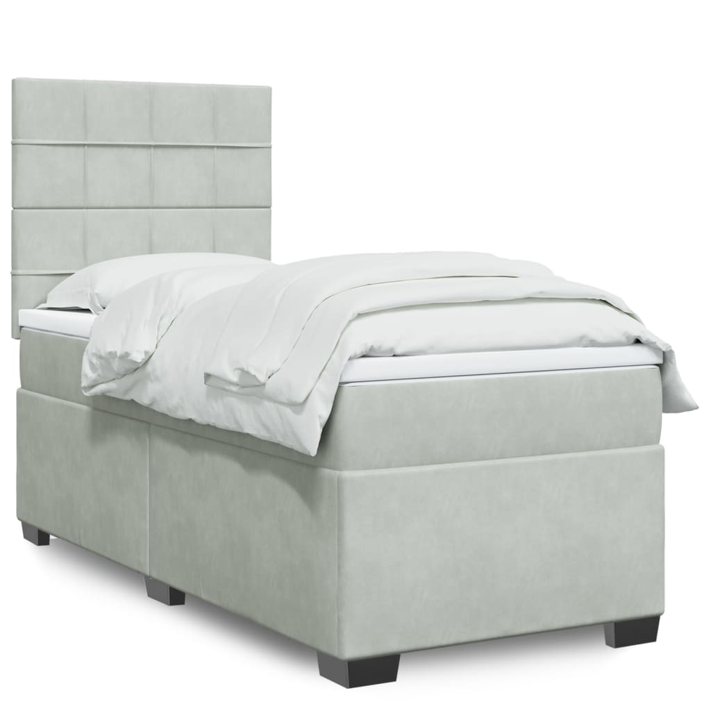 Sommier à lattes de lit et matelas Gris clair 100x200cm Velours - XIOS