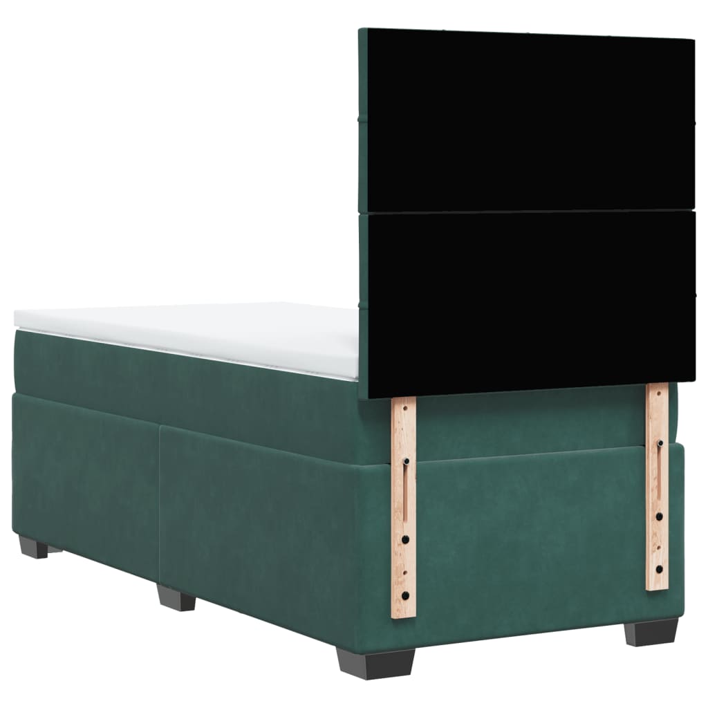 Sommier à lattes de lit avec matelas Vert foncé 100x200 cm