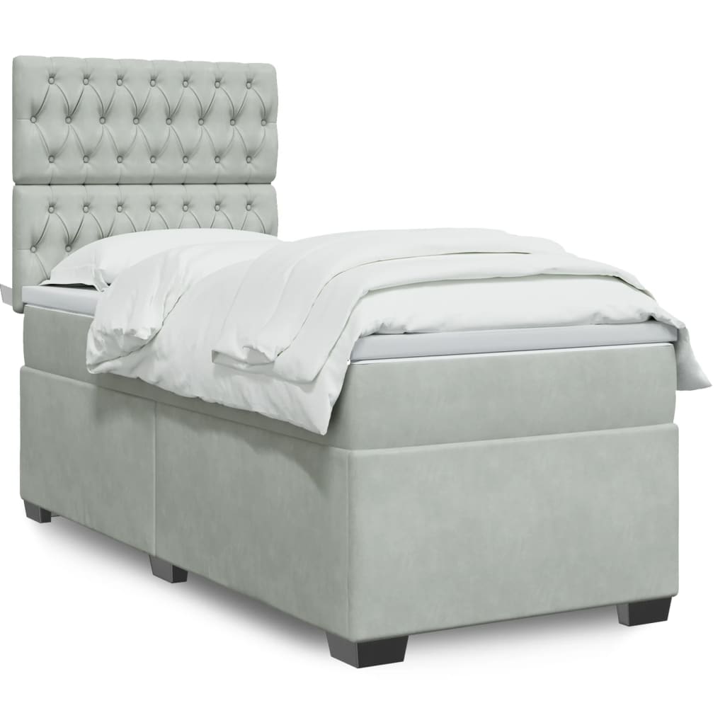 Sommier à lattes de lit et matelas Gris clair 100x200cm Velours - XIOS