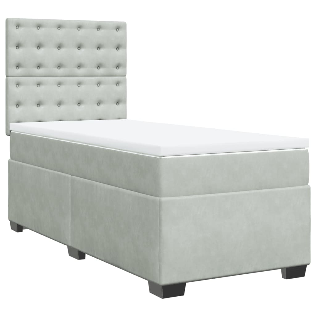 Sommier à lattes de lit et matelas Gris clair 100x200cm Velours - XIOS