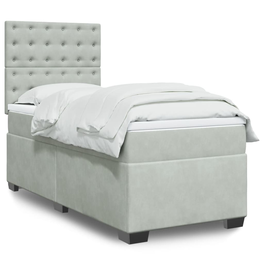 Sommier à lattes de lit et matelas Gris clair 100x200cm Velours - XIOS