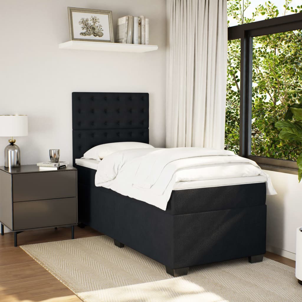 Sommier à lattes de lit avec matelas Noir 100x200 cm Velours - XIOS