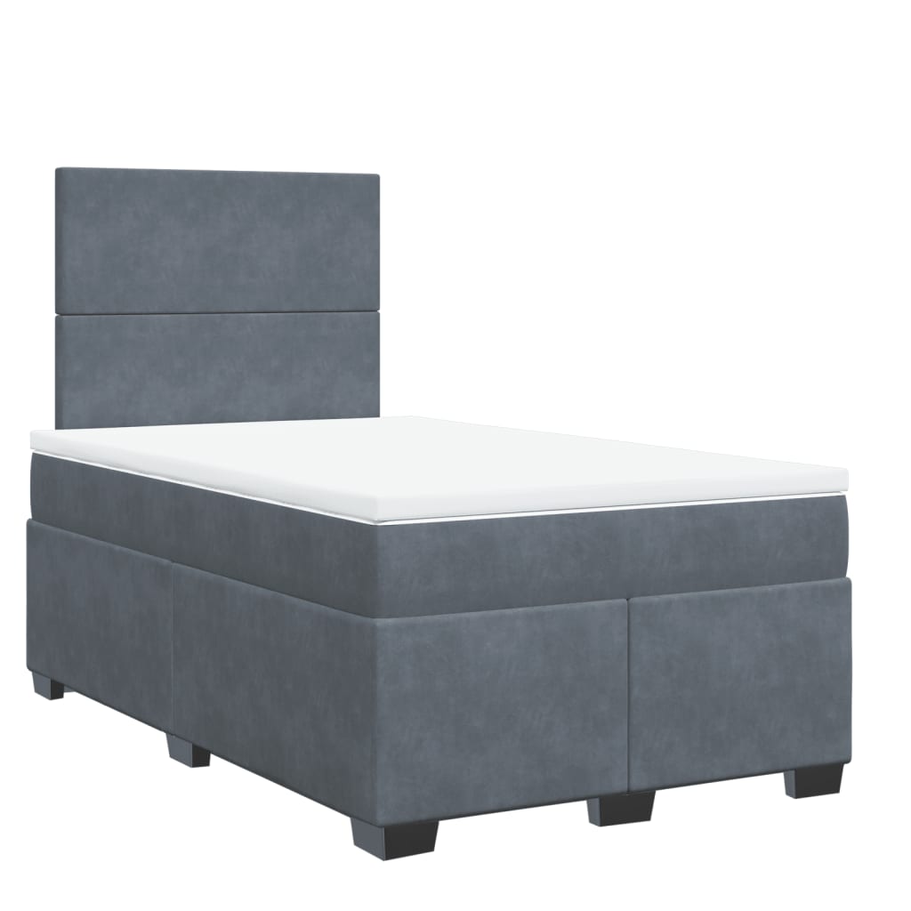 Sommier à lattes de lit et matelas gris foncé 120x190cm velours - XIOS