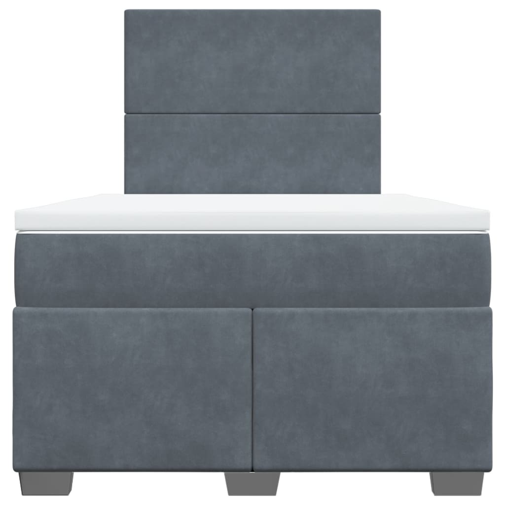 Sommier à lattes de lit et matelas gris foncé 120x190cm velours - XIOS
