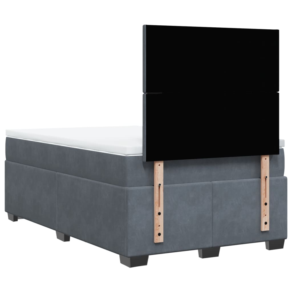 Sommier à lattes de lit et matelas gris foncé 120x190cm velours - XIOS