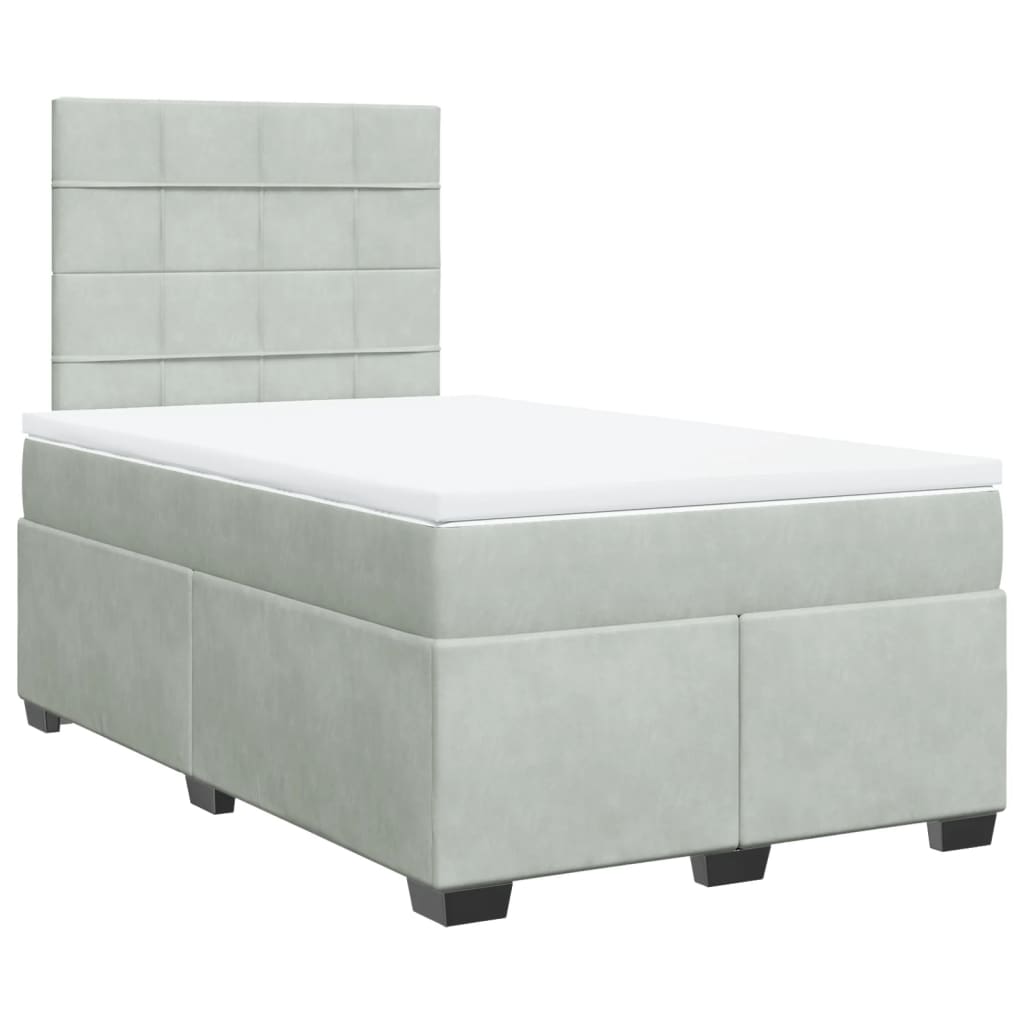 Sommier à lattes de lit et matelas gris clair 120x190cm velours - XIOS