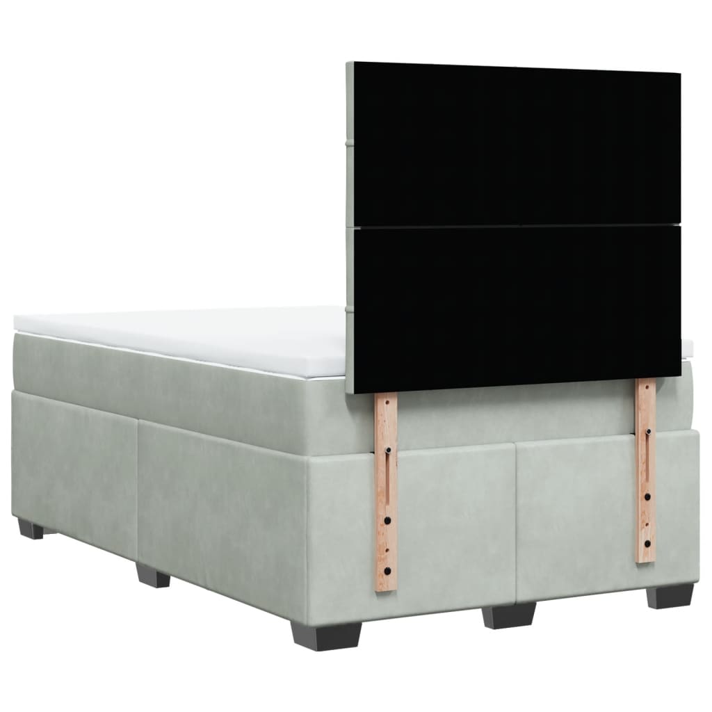 Sommier à lattes de lit et matelas gris clair 120x190cm velours - XIOS