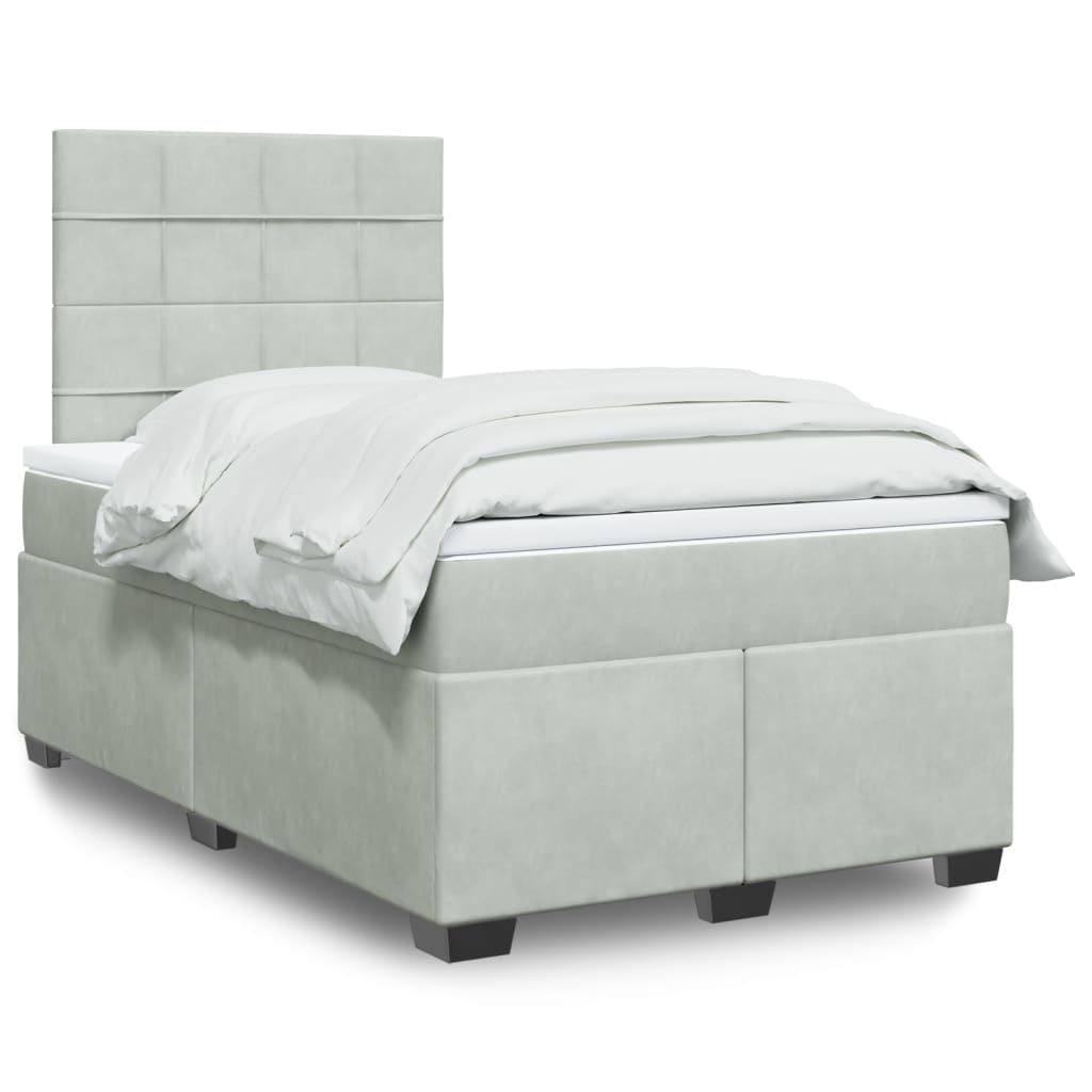 Sommier à lattes de lit et matelas gris clair 120x190cm velours - XIOS