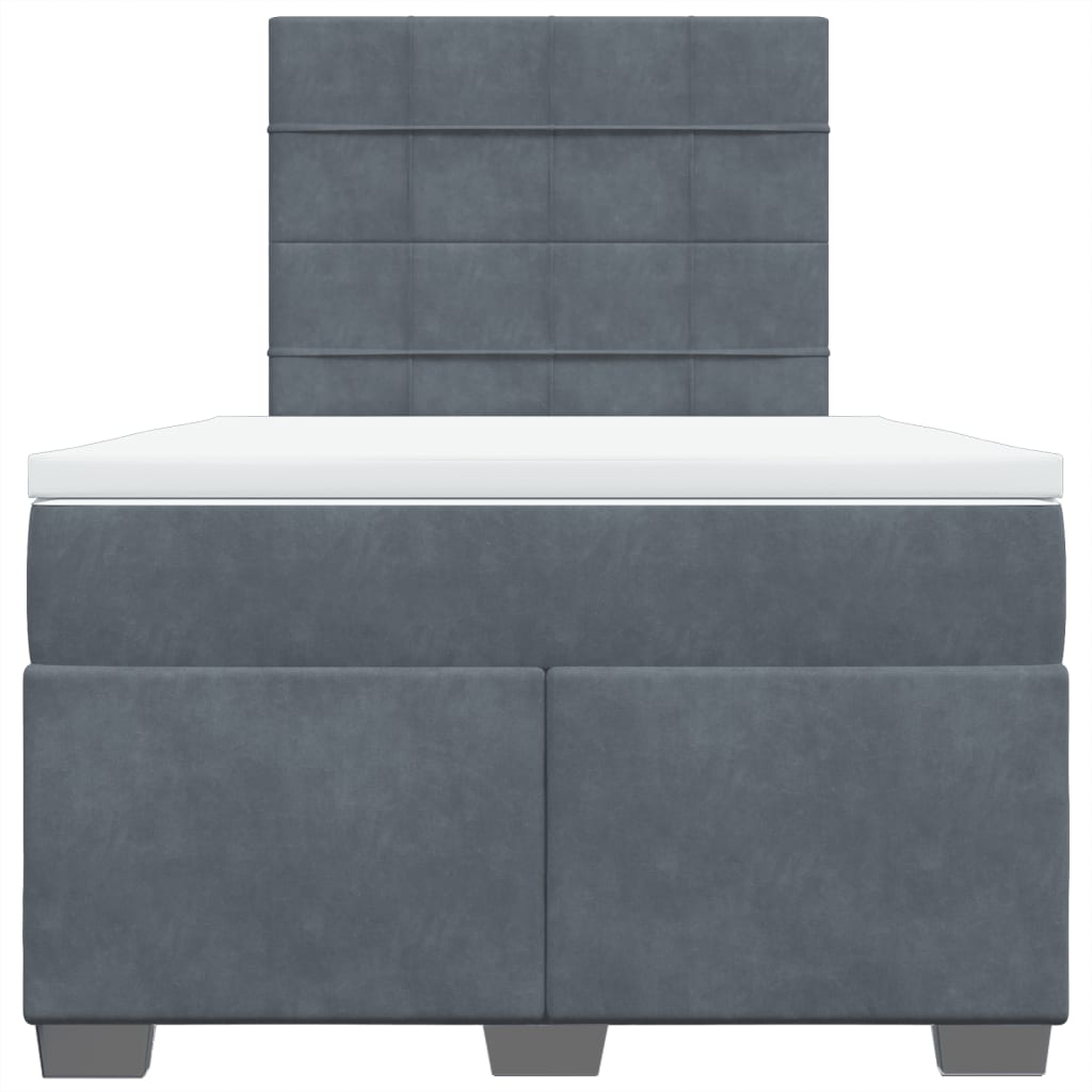 Sommier à lattes de lit et matelas gris foncé 120x190cm velours - XIOS
