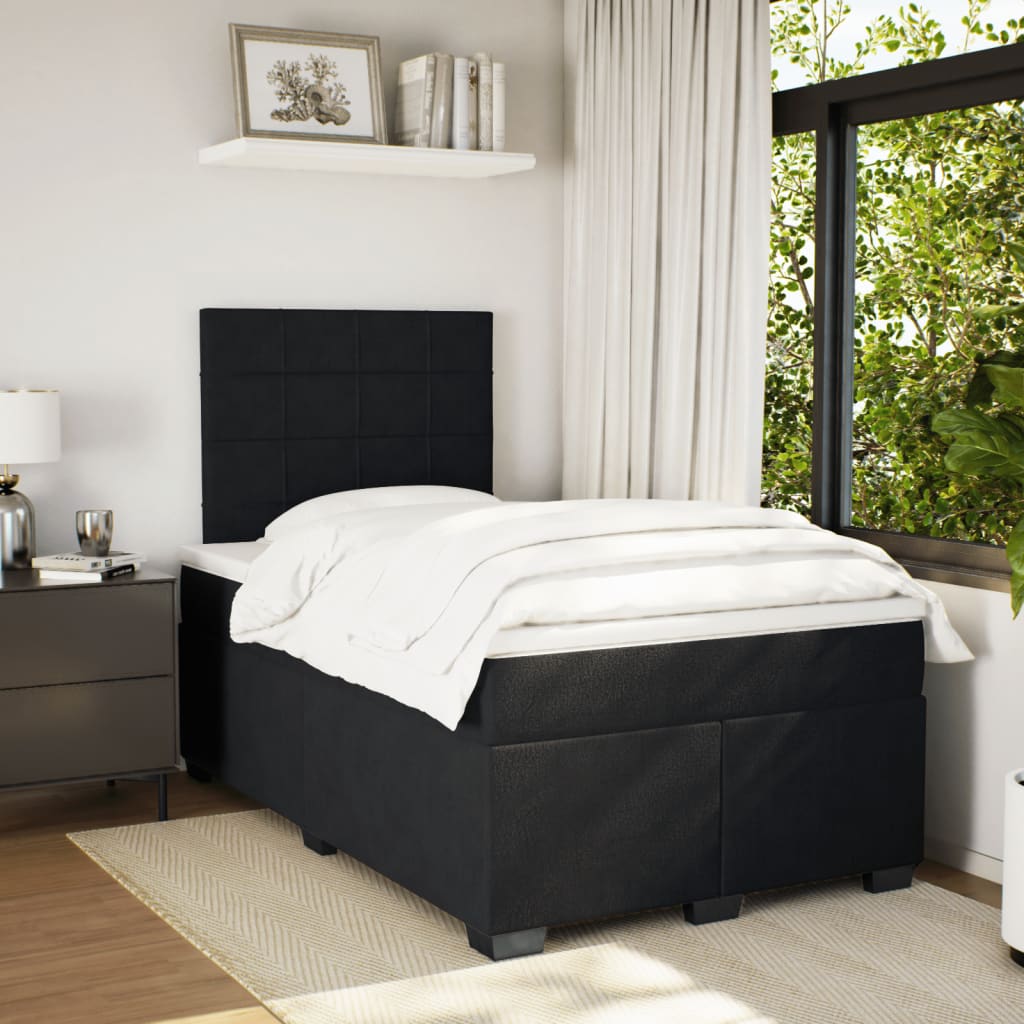 Sommier à lattes de lit avec matelas noir 120x190 cm velours - XIOS