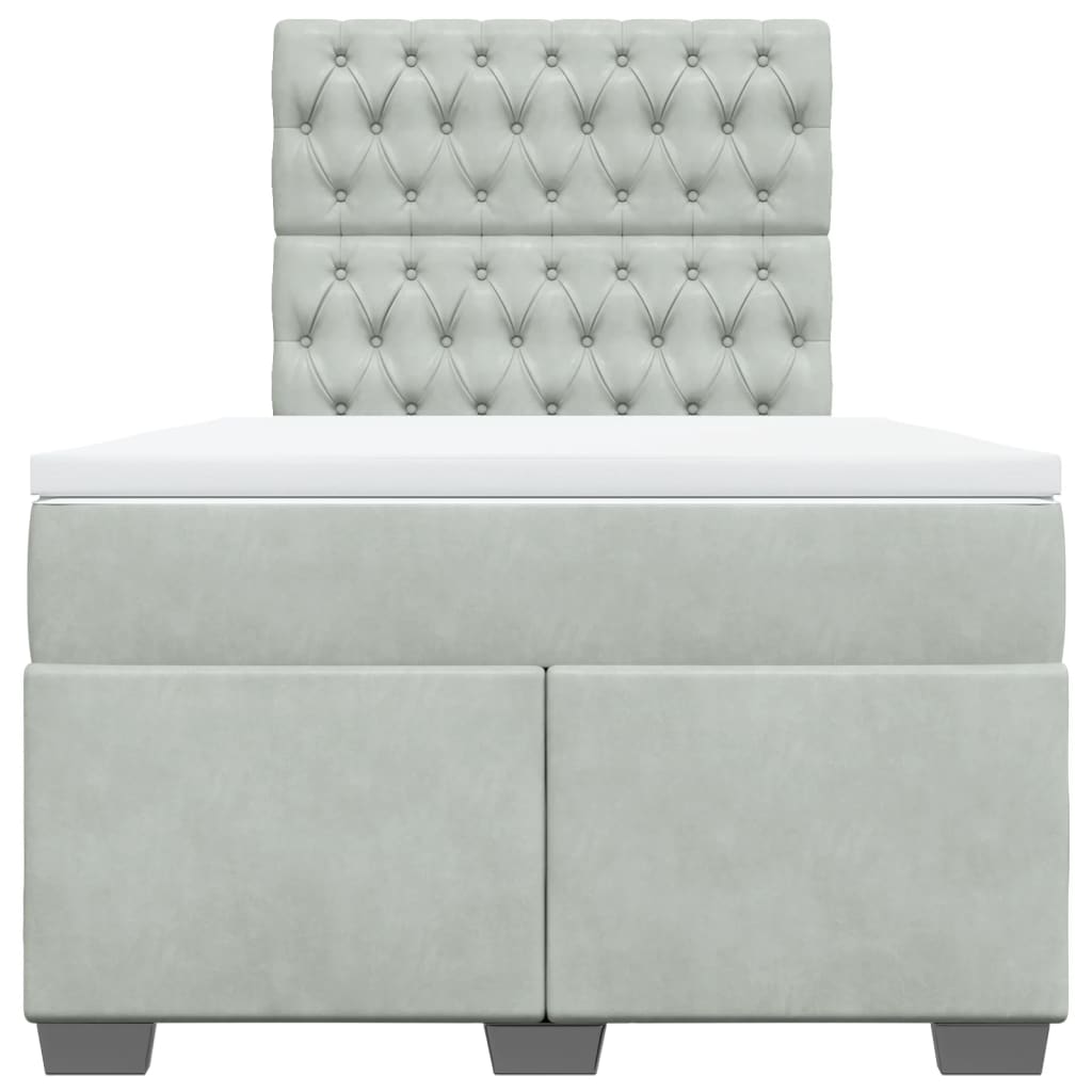 Sommier à lattes de lit et matelas gris clair 120x190cm velours - XIOS