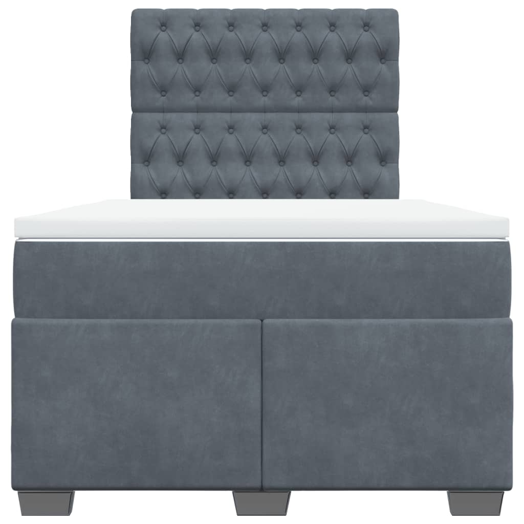 Sommier à lattes de lit et matelas gris foncé 120x190cm velours - XIOS