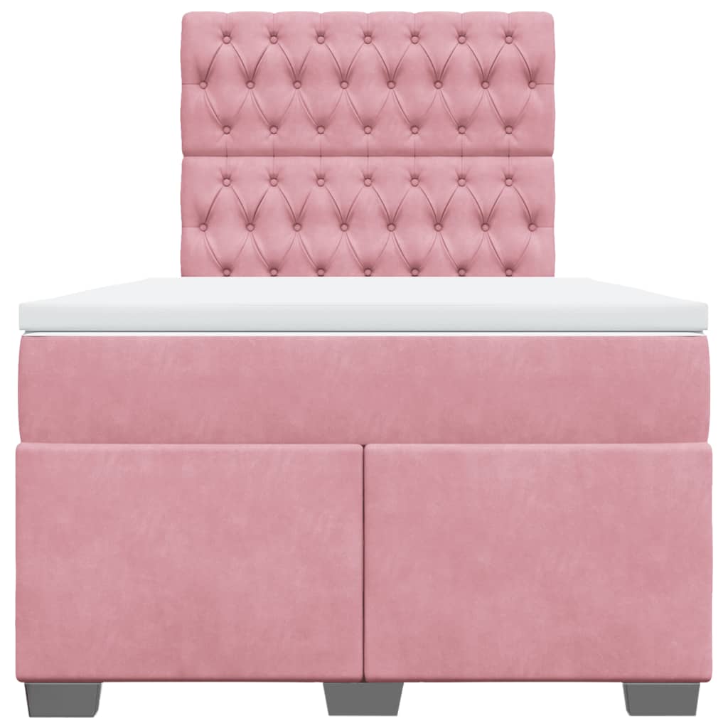 Sommier à lattes de lit avec matelas rose 120x190 cm velours