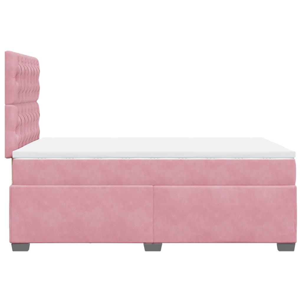 Sommier à lattes de lit avec matelas rose 120x190 cm velours