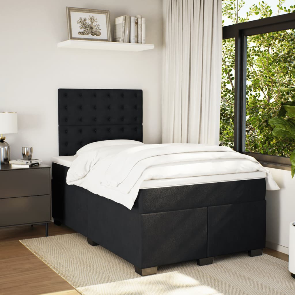 Sommier à lattes de lit avec matelas noir 120x190 cm velours - XIOS