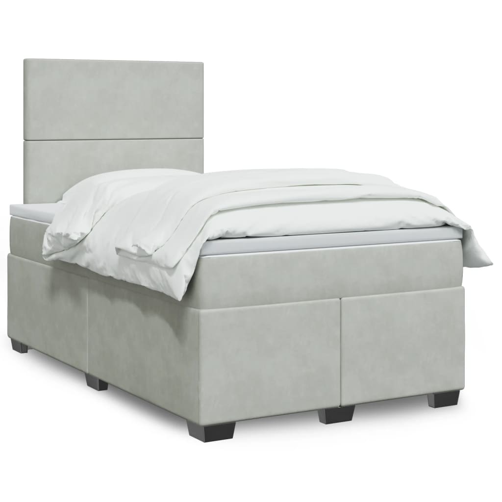 Sommier à lattes de lit et matelas Gris clair 120x200cm Velours - XIOS