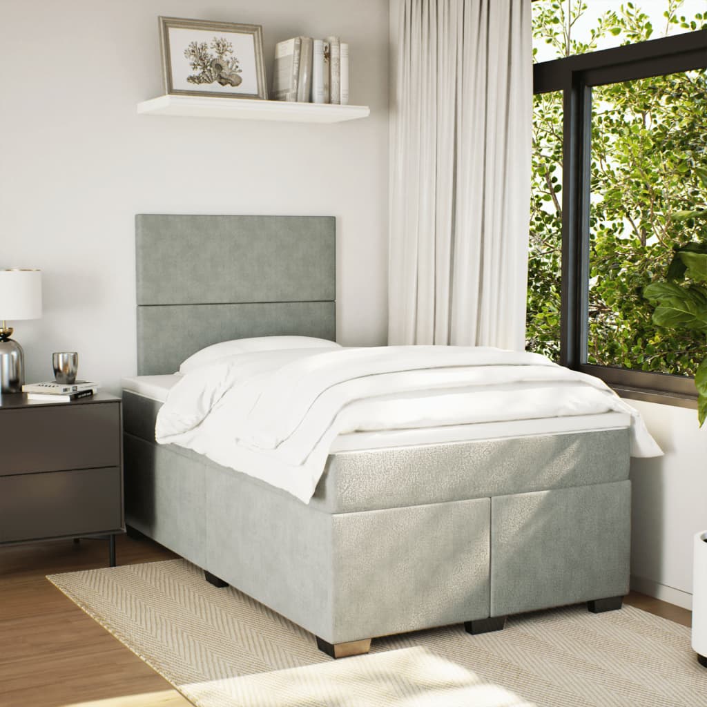Sommier à lattes de lit et matelas Gris clair 120x200cm Velours - XIOS