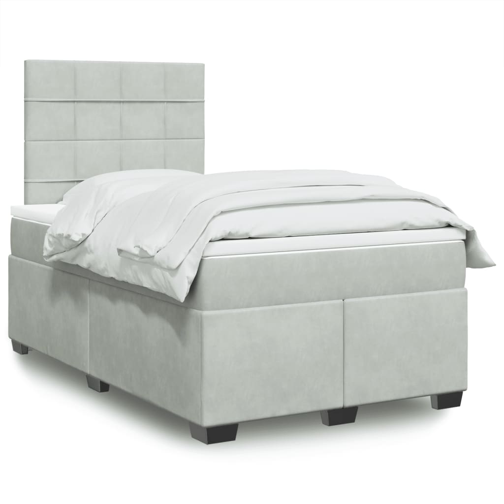 Sommier à lattes de lit et matelas Gris clair 120x200cm Velours - XIOS